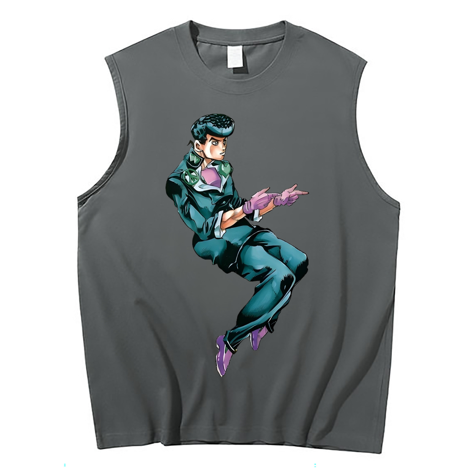 （画像用） ジョジョの奇妙な冒険 ひがしかた じょうすけ JoJo's Bizarre Adventure Higashikata Josuke コットン100％タンクトップ（フロントプリント）